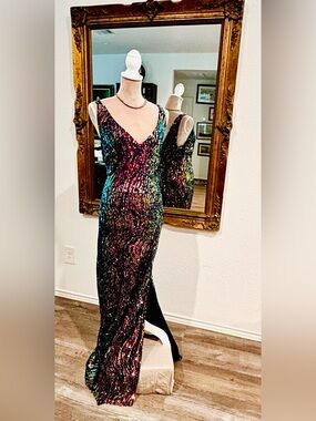 Nightway Holographic Sequin Sparkle Party Dress Prom Wedding Guest Formal 20W